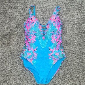 Lilly Pulitzer Blue and Pink One Piece Swimsuit
